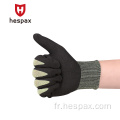 Gants de protection de protection HESPAX plongés en nitrile anti-coupe trempé